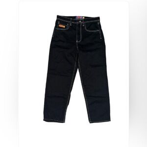 Empyre Relaxed Black Denim Jeans Straight 5-Pocket Design Men’s